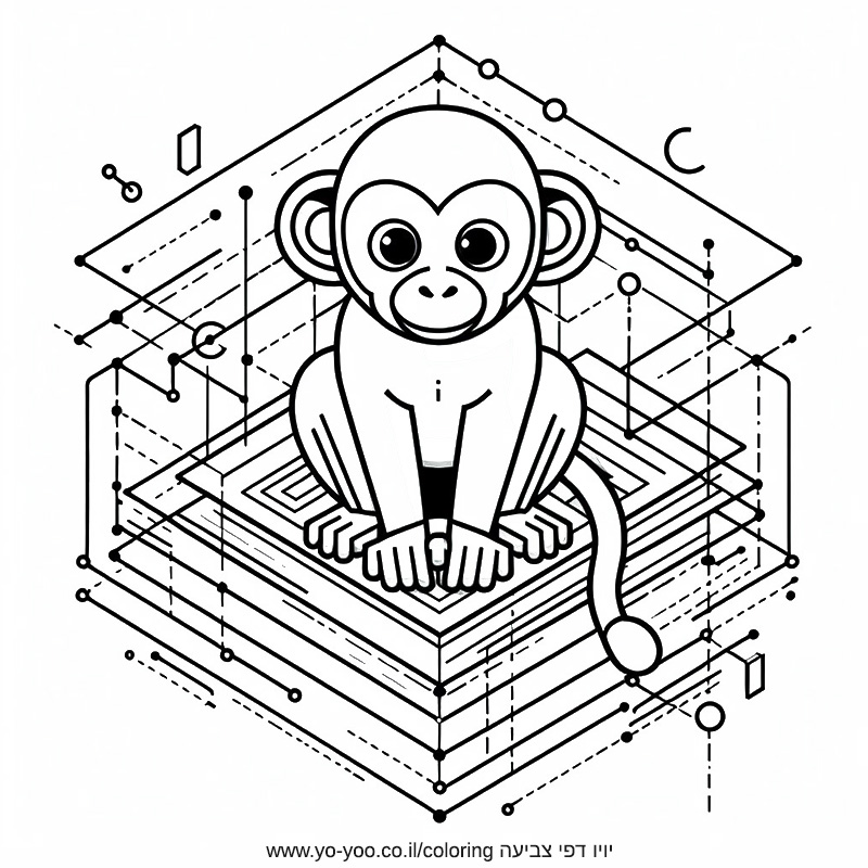 קוף בתלת מימד לצביעה קוף בתלת מימד לצביעה