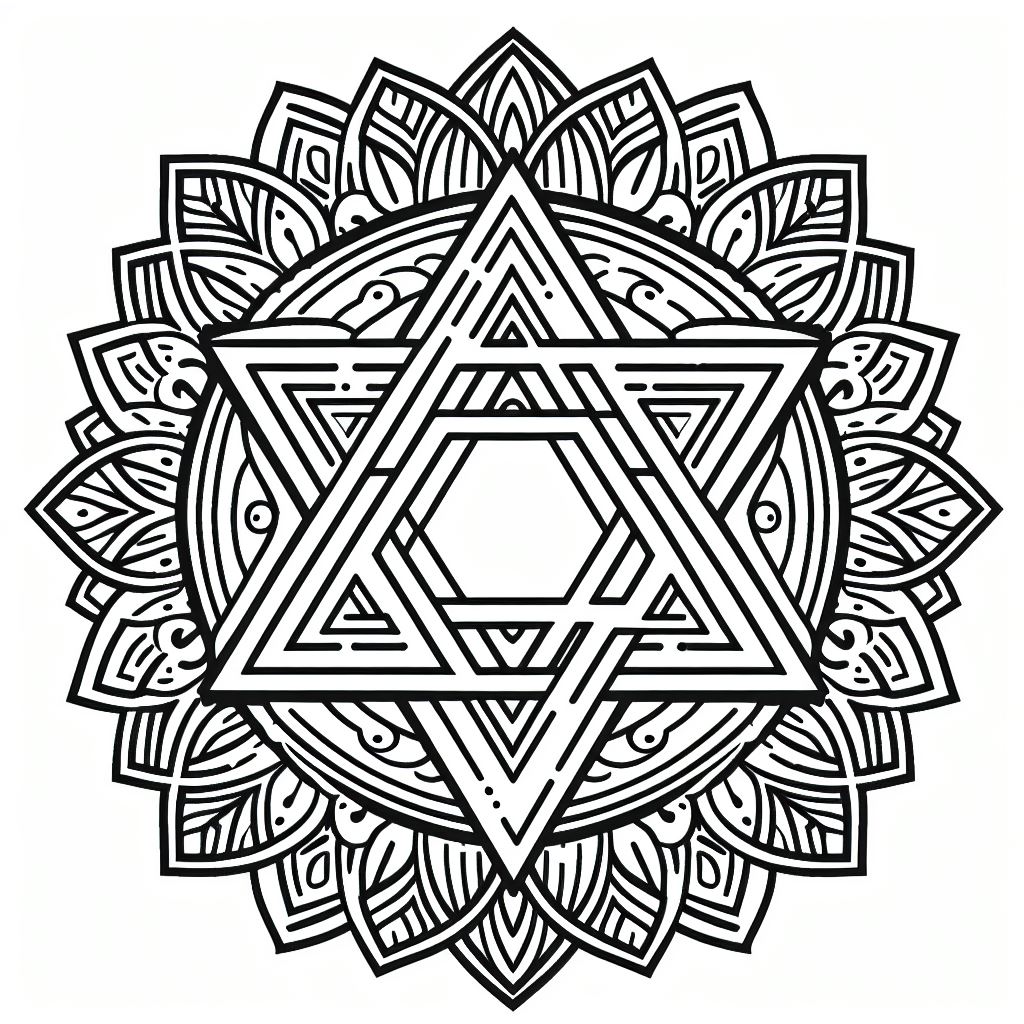 מנדלה מגן דוד לצביעה מנדלה מגן דוד לצביעה