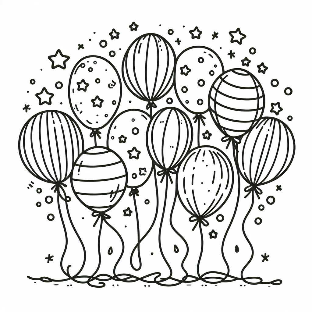דף צביעה של בלונים יפים דף צביעה של בלונים יפים
