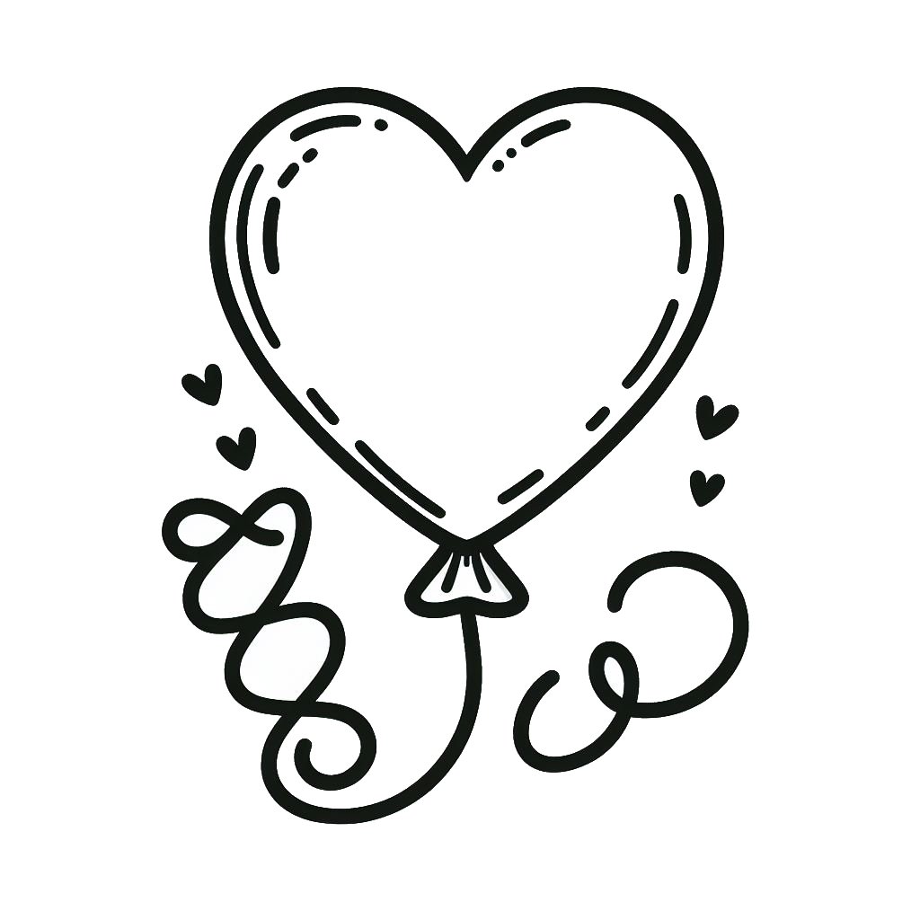 דף צביעה של בלון לב דף צביעה של בלון לב