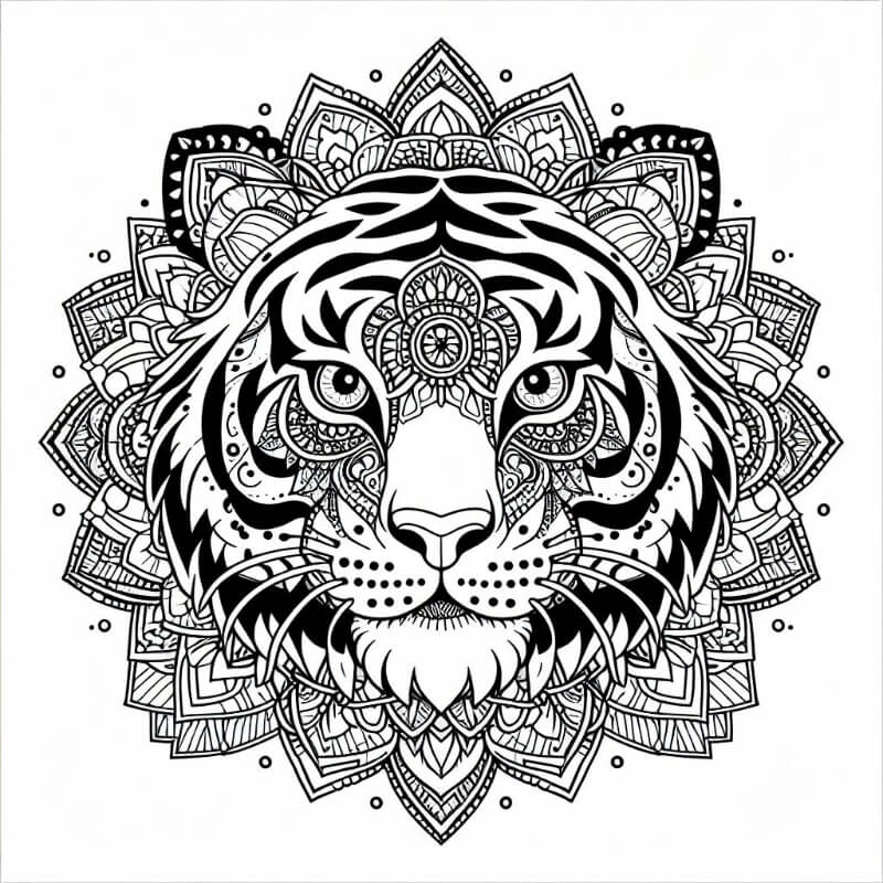 Tiger mandala coloring page 