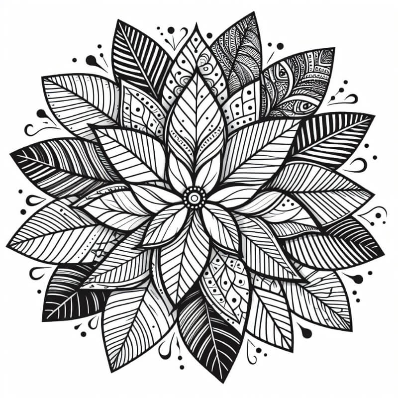 leaf mandala coloring page 