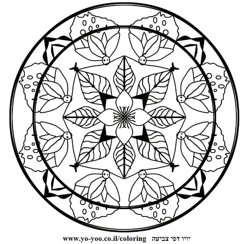 מנדלה פרחים ועלים מנדלה פרחים ועלים