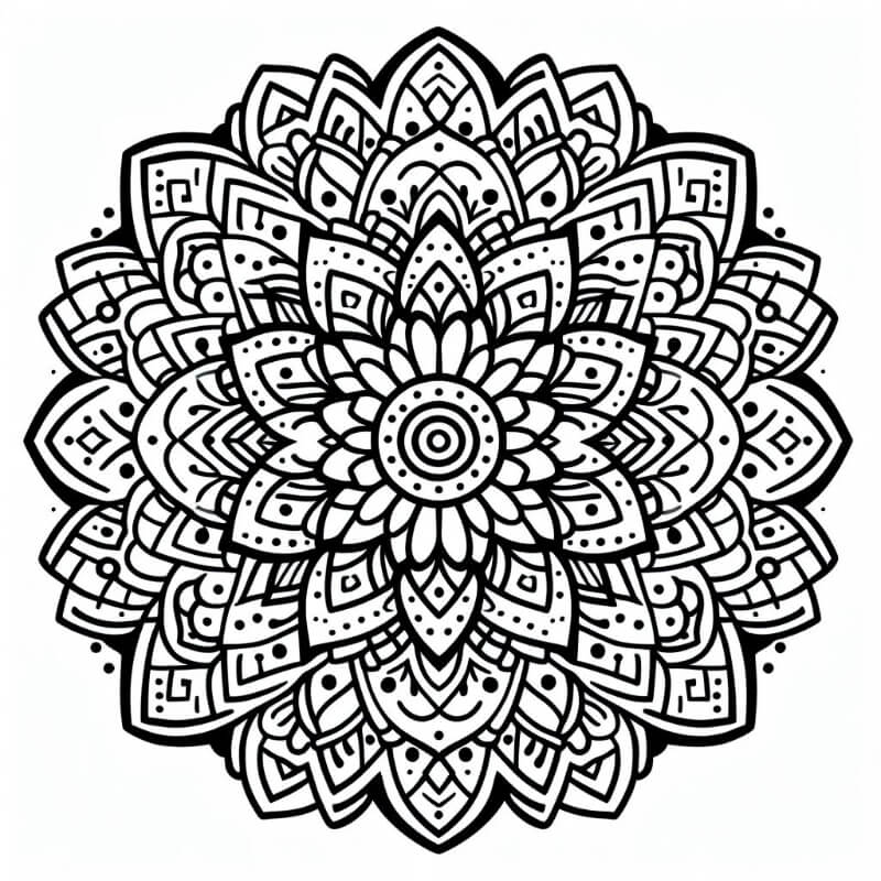 symmetrical shapes mandala coloring page 