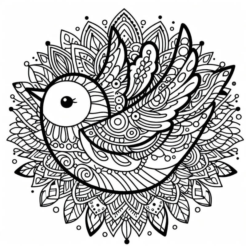 bird mandala coloring page 