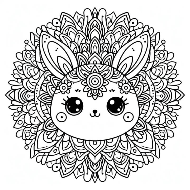 cute rabbit mandala coloring page 