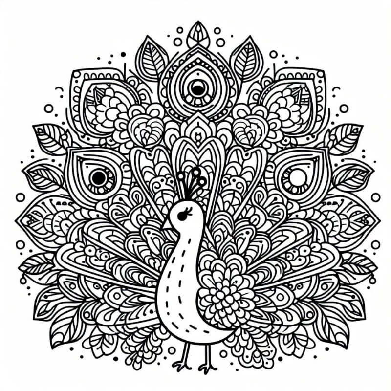 peacock mandala coloring page 