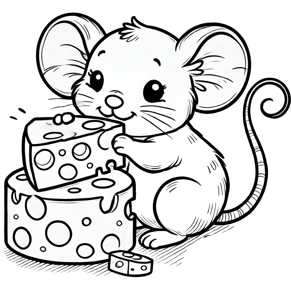 עכבר אוכל גבינה לצביעה עכבר אוכל גבינה לצביעה