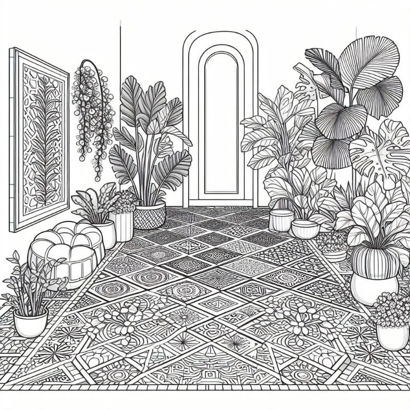 house rug mandala coloring page 