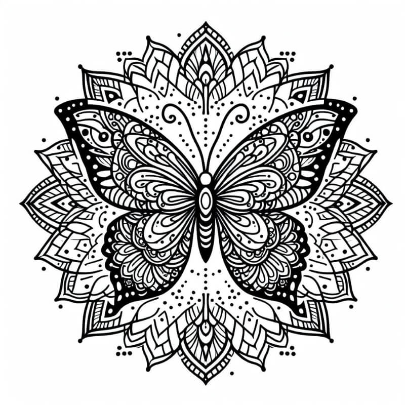 butterfly mandala coloring page 
