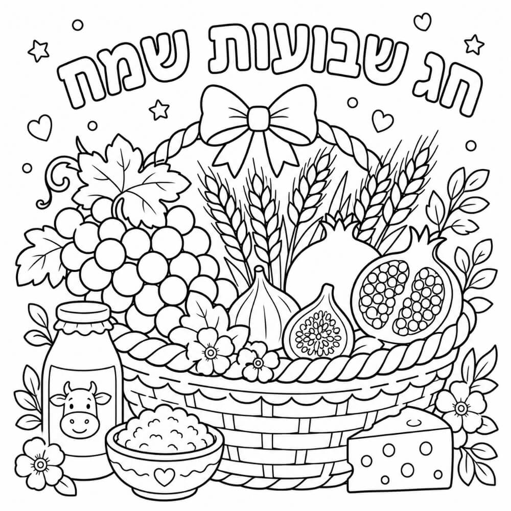 דף צביעה של טנא לשבועות דף צביעה של טנא לשבועות