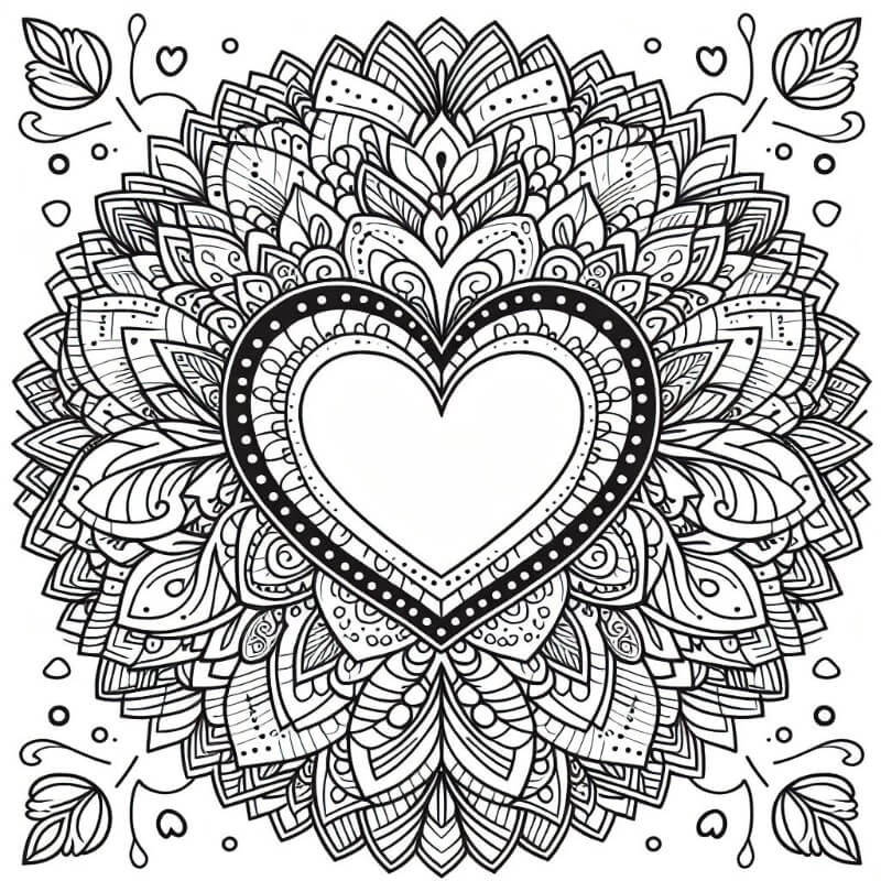 hearts mandala coloring page 