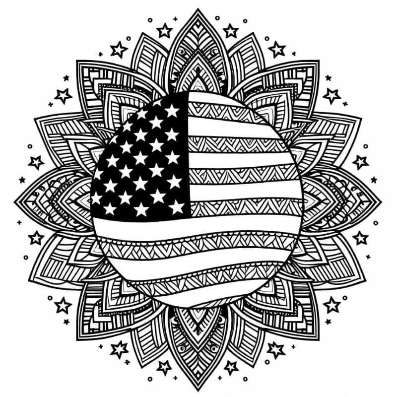 american flag mandala coloring page 