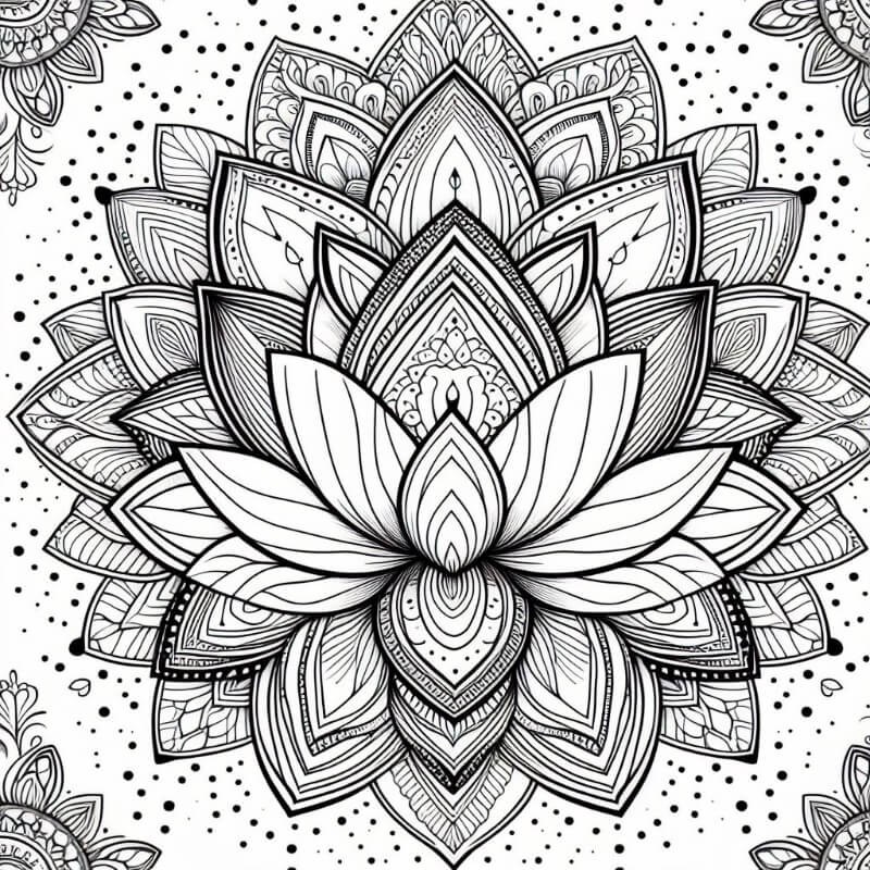 lotus flower mandala coloring page 