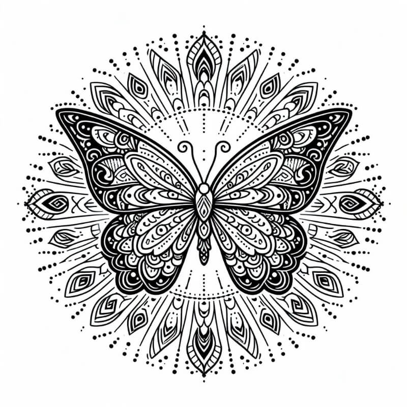 cute butterfly mandala coloring page 