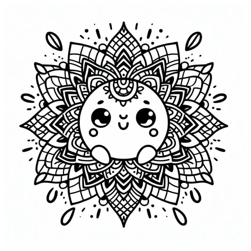 soo cute mandala coloring page 