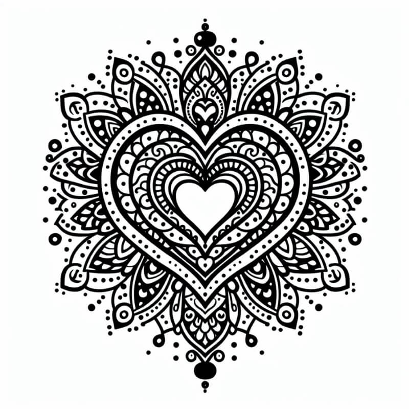heart mandala coloring page 