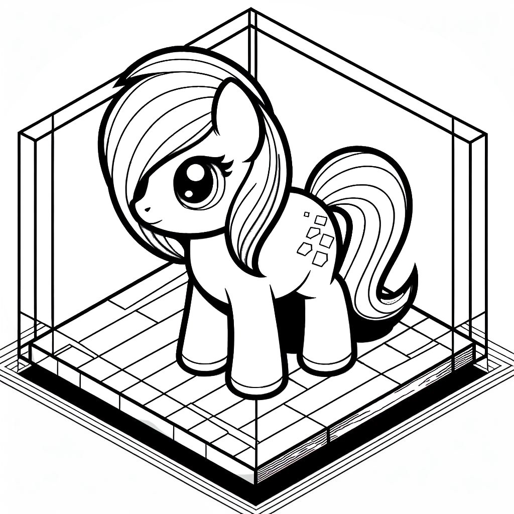 3D Pony coloring page 