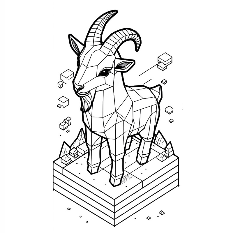 3D Goat coloring page 