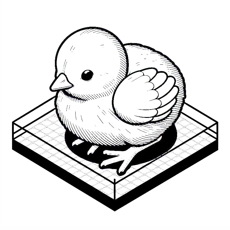 3D Chick coloring page 