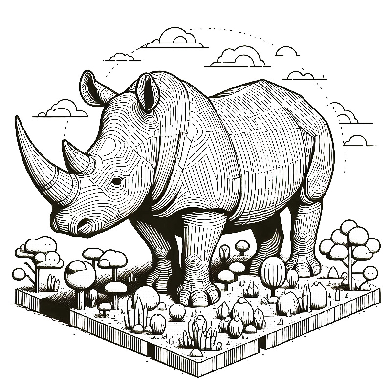 Beautiful rhino coloring page 
