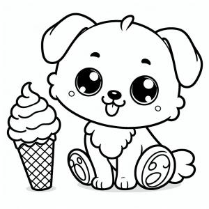 כלב עם גלידה לצביעה