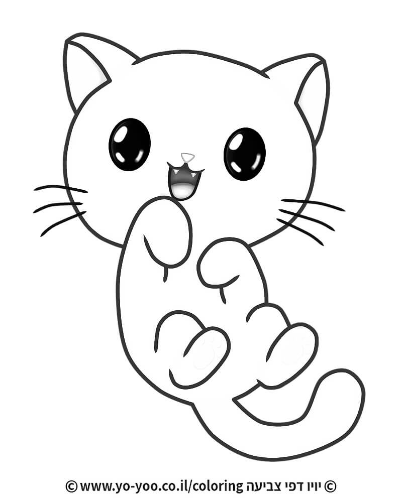 דף צביעה חתול חמוד