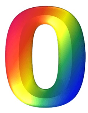 המספר 0 בעיצוב צבעוני