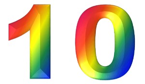 המספר 10 בעיצוב צבעוני