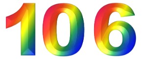 המספר 106 בעיצוב צבעוני