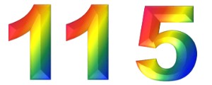 המספר 115 בעיצוב צבעוני