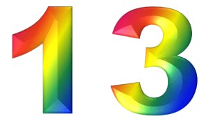 המספר 13 בעיצוב צבעוני