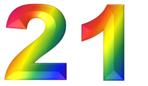 המספר 21 בעיצוב צבעוני
