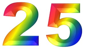 המספר 25 בעיצוב צבעוני