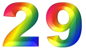 המספר 29 בעיצוב צבעוני