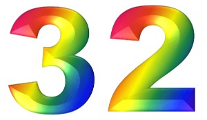 המספר 32 בעיצוב צבעוני
