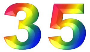 המספר 35 בעיצוב צבעוני