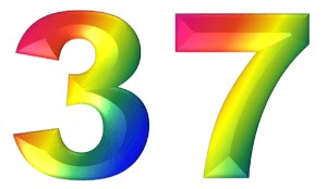 המספר 37 בעיצוב צבעוני