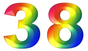 המספר 38 בעיצוב צבעוני