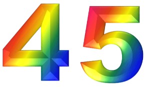 המספר 45 בעיצוב צבעוני