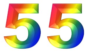 המספר 55 בעיצוב צבעוני