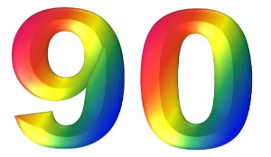 המספר 90 בעיצוב צבעוני