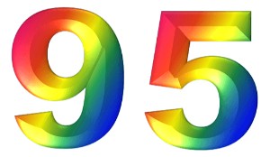 המספר 95 בעיצוב צבעוני