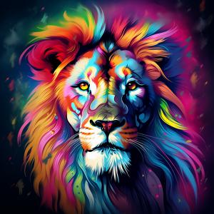 ציור של אריה צבעוני