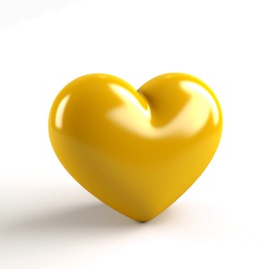לב צהוב 3D