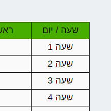 מערכת שעות בצבע ירוק