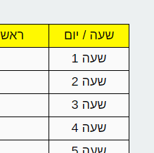 מערכת שעות בצבע צהוב