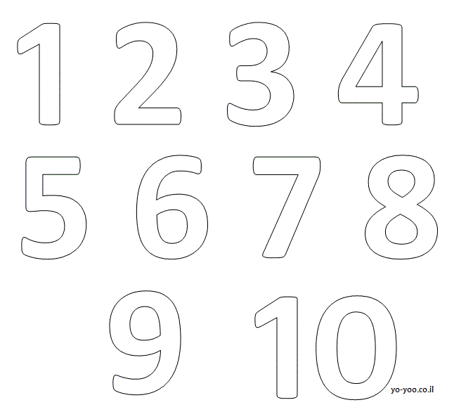 דף צביעה של המספרים מ1-10 ללימוד המספרים , משחק צביעה אונליין