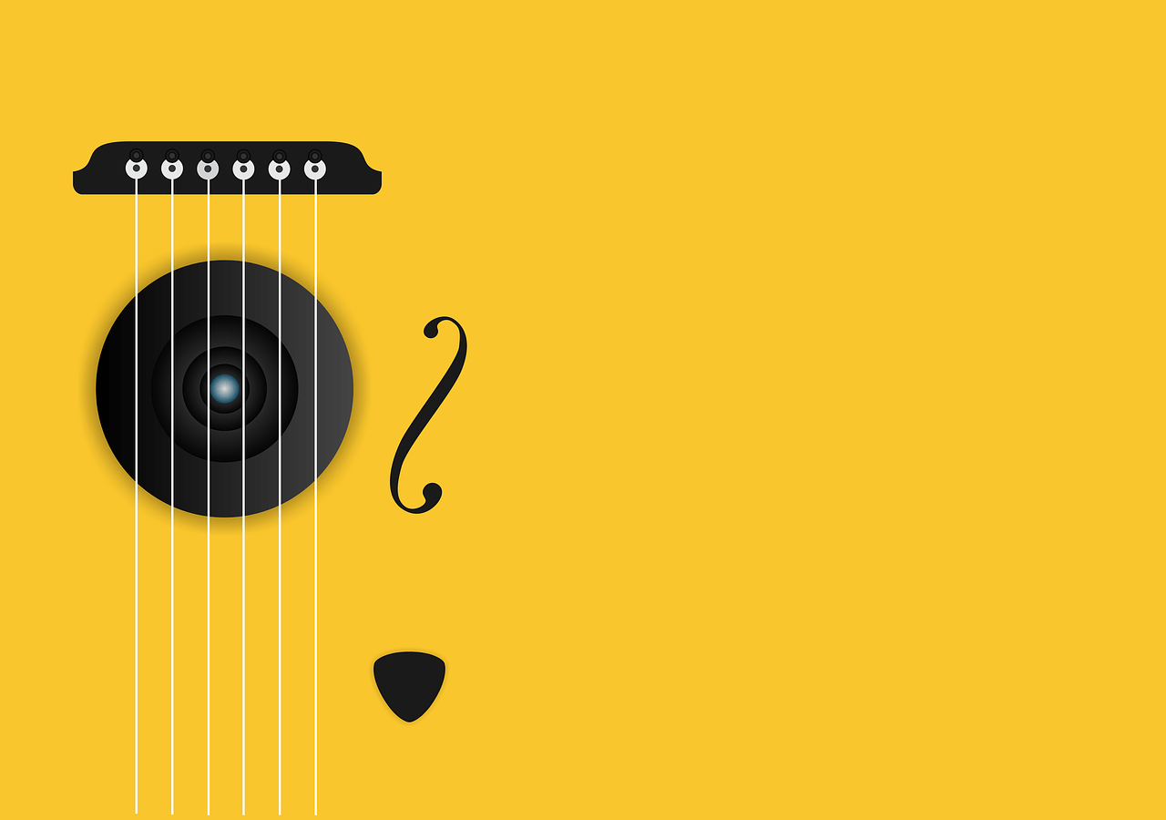 רקע צהוב עם גיטרה