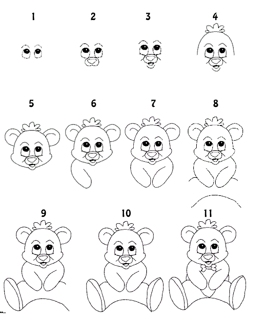 איך לצייר דוב חמוד